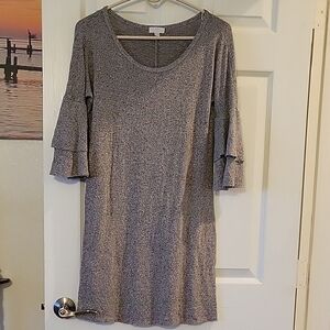 Charming Charlie Heather Gray Ruffle Sleeve Dress